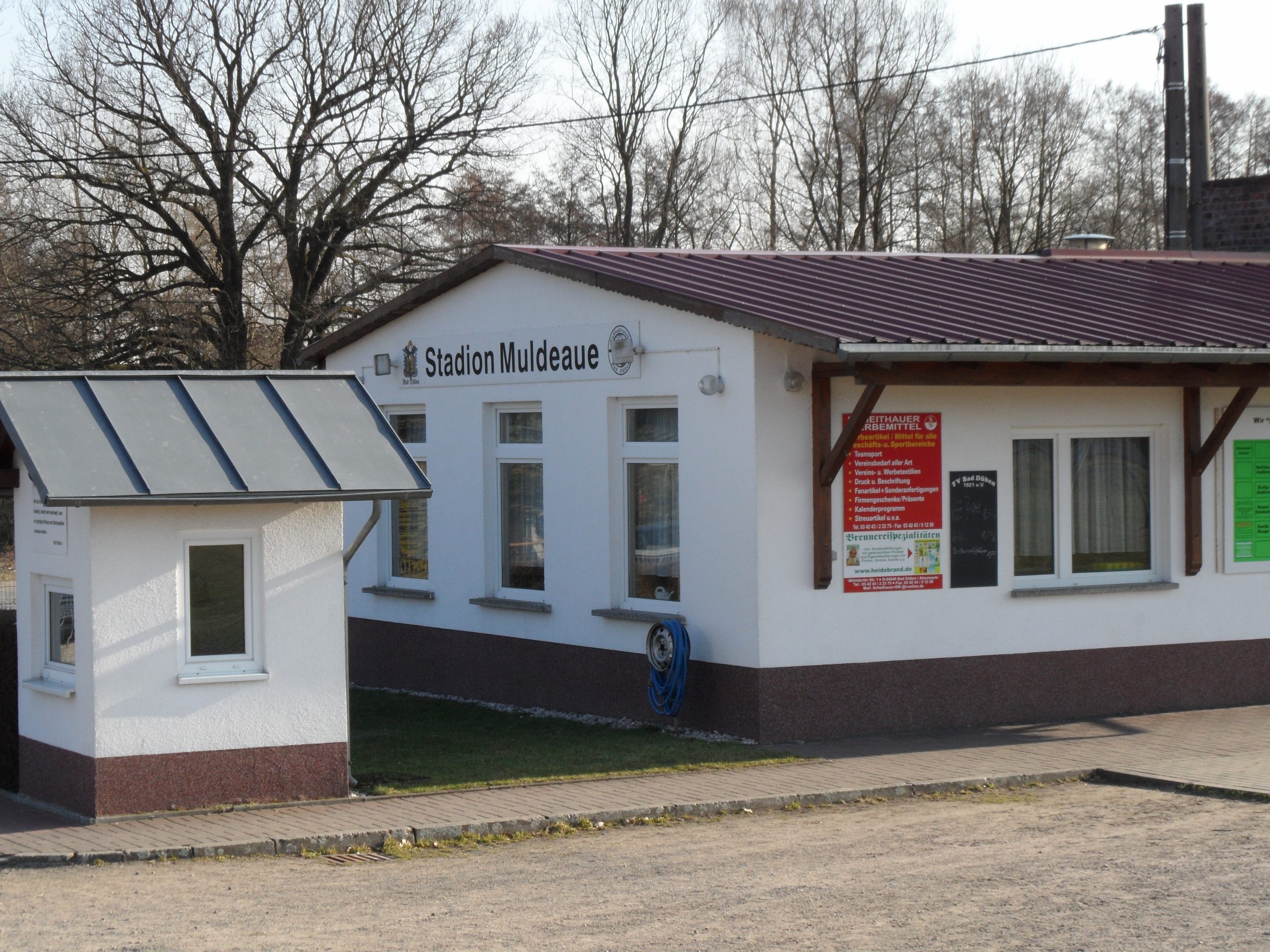 Historische Aufnahme des Vereinsheims mit der damaligen Bezeichnung Stadion Muldeaue